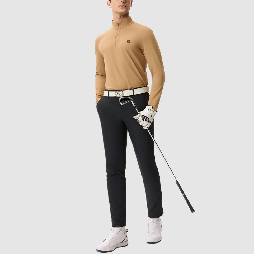 Fila Fleece Soft Stretch Long Sleeve T-Shirt Men Tops Orange-Yellow A11M515205F-BG