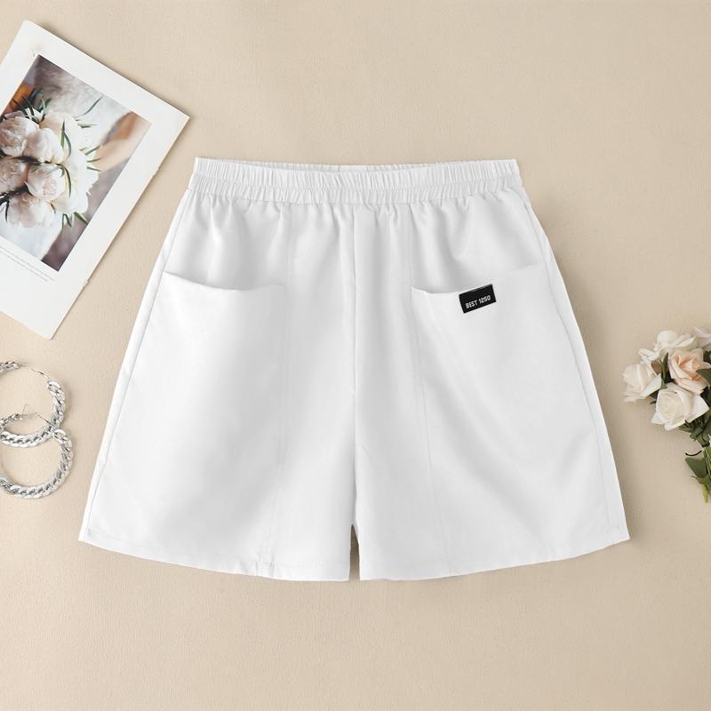 

ZANZEA Women Summer Elastic Waist Solid Color Casual Short Pants S белый