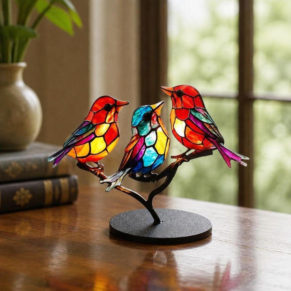 Double Sided Acrylic Bird Ornament 2D Decorative Bird Figurine Home Office Decor