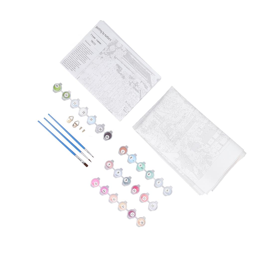 Paint By Numbers 15.7x19.7in Acrylic Paint Pre Printed Canvas Simple Stpes Pressure Relief Number