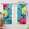 2pcs 2D Flat Printing Party Curtains Summer Hats Sunglasses Beach Polyester Without Electricity 0 for Aesthetic Room Decor