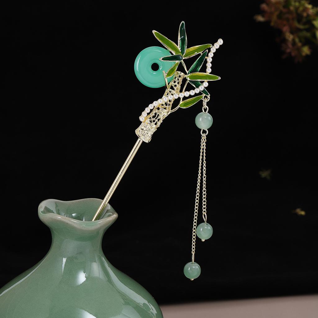 New Chinese Style Ethnic Style Retro Ping An Buckle Cheongsam Hair Ornaments Dripping Oil Flowers Butterfly Tassel Step Shaking Ancient Style Hairpin