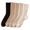 Wool Socks Children'S Medium Tube Socks Retro Twist Pattern Season Rhombus Fleece Thickened Warm Cashmere Stacking Socks Women