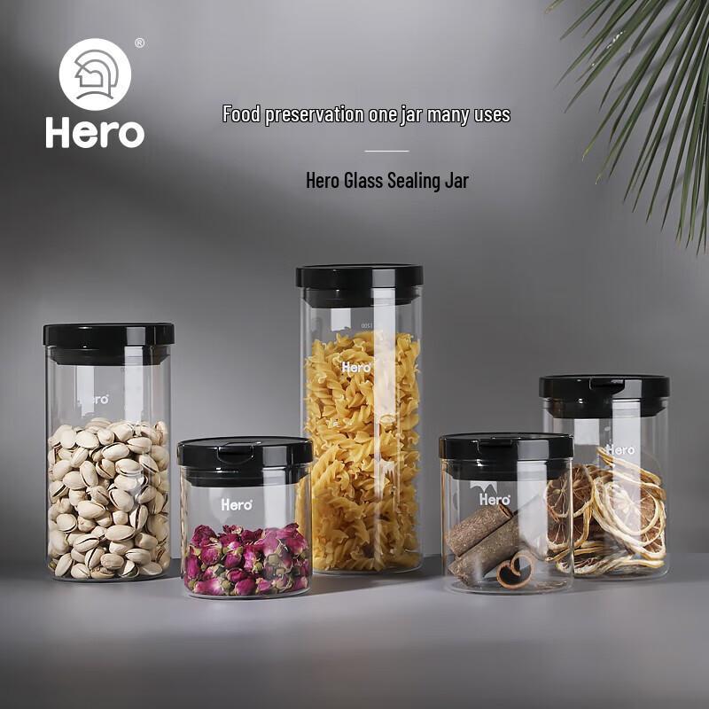 Hero 1000ml Heat-Resistant Glass Storage Jar with One-Way Valve