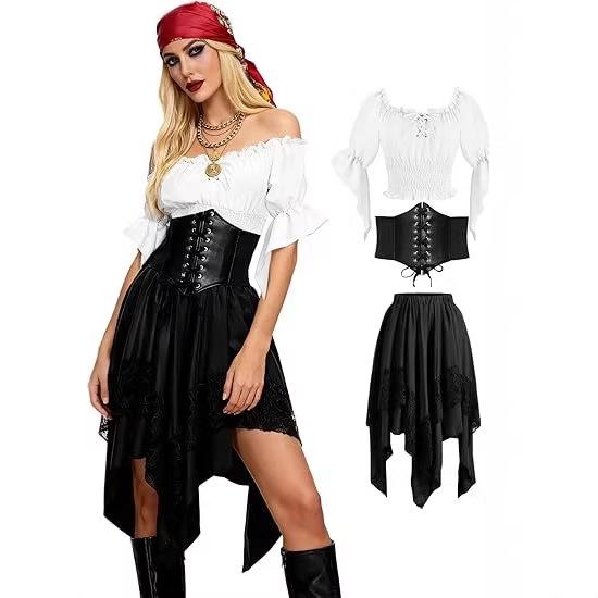 2026 Large Renaissance Lace Skirt Dress - Asymmetrical Halloween Fairy Style