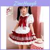 Lolita-Girl-Kostümkleid mit Puffärmeln und großer Schleife für Halloween-Cosplay
