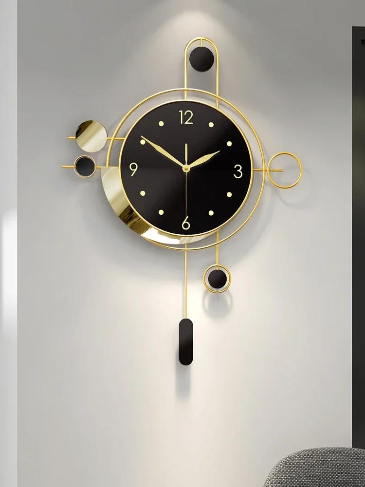 Large Metal Wall Clocks Luxury Silent Creative Pendulum Clock Living Room Gold Watches Art Nordic Home Decoration for Bedroom
