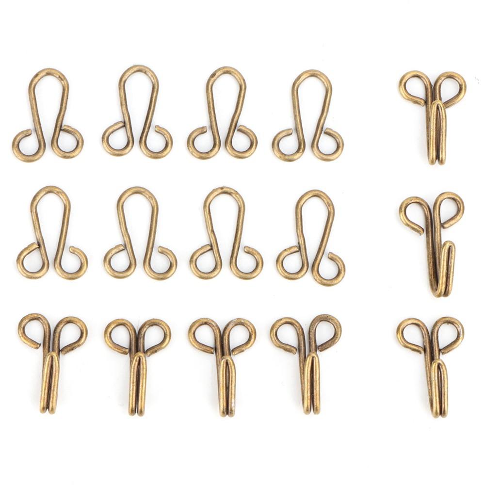 Bronze Sewing Hooks Eyes Durable Metal Fur Coat Hook Fasteners Covered Hook Eye Closures  For Coats