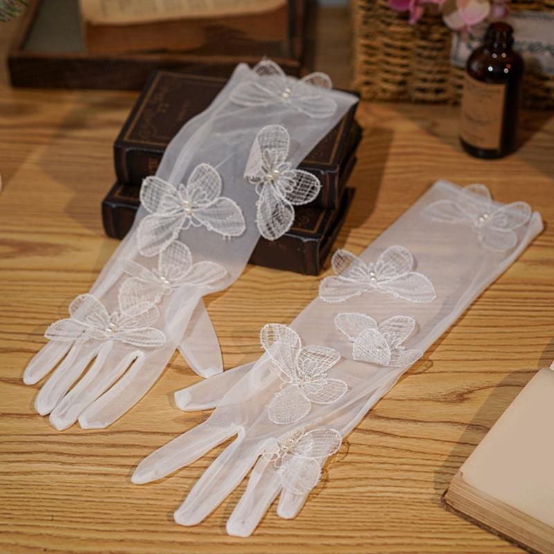 Elegant Butterfly Gloves Long Sheer Gloves Wedding Dress Gloves Evening Party Accessories Handwear Photography Props