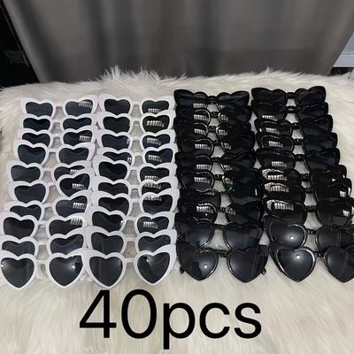 40pcs Heart Shaped Eyewear Wedding Party Use Birthday Gift Birthday Gift Bachelor Party Use Party Use Supplies Halloween Christmas Gift