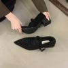 Fashion Pointed Single Shoe Women's Spring New Style French Thick Heel Shallow Mouth Shoes Elegant Low Heel Women's Shoes