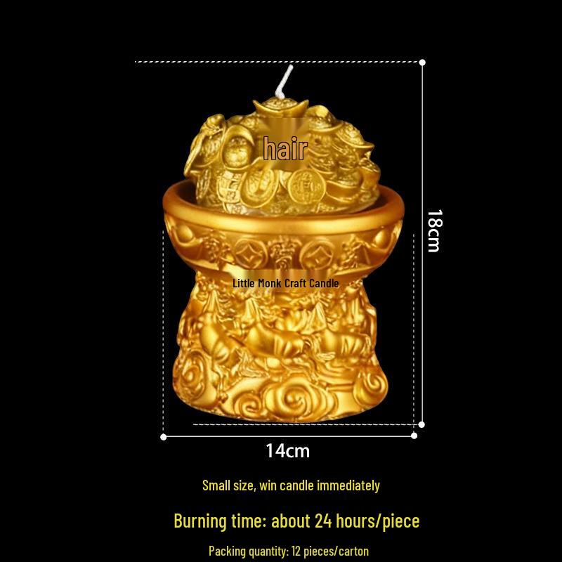 Treasure Bowl Wealth-Attracting Candle for Home and Temple