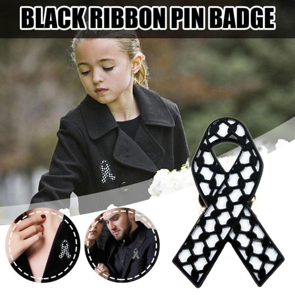 Queen Mother Memorial Black Ribbon Brooch Souvenir Alloy Badge Accessory Dress Coat Accessories