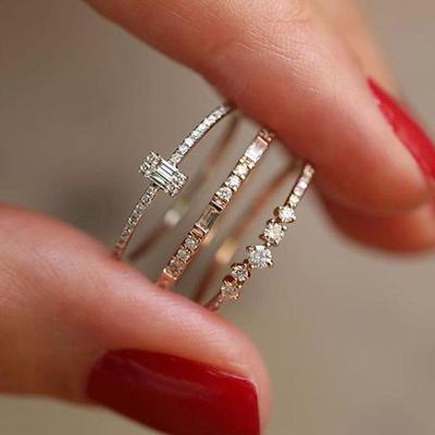 Set Ring Elegant Jewelry Women's Fashion Silver Retro Exaggerated Combined Ring