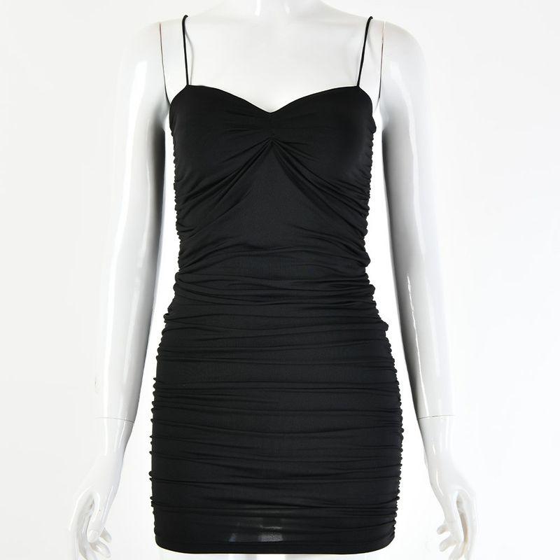 

Модное плиссированное приталенное праздничное платье-жилет Black L