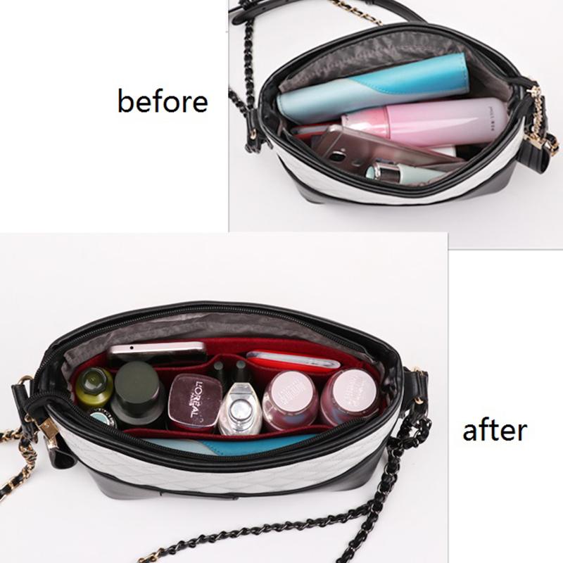 Luxury Bag Insert Felt Purse Organizer Size Inner Liner Bag With Side Zipper Portable Shaper Divider For Crossbody Shoulder Bag