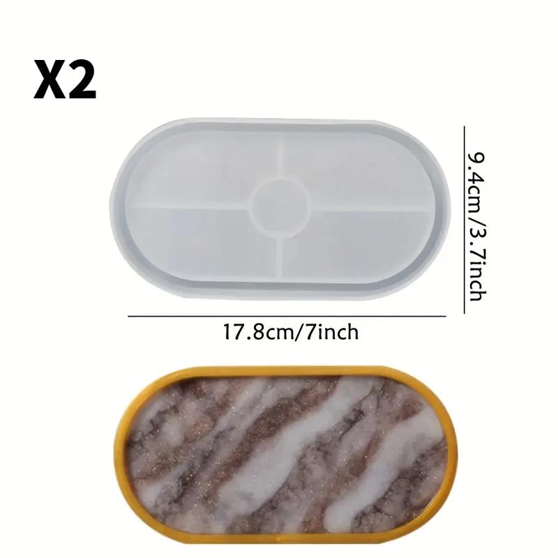 1pc/2pcs/3pcs Oval Coaster Epoxy Resin Clay Casting Silicone Mould Tray Storage Gypsum Tray Mold DIY Jewelry Tray Dishes