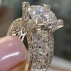 Diamond Ring For Ladies Silver Wedding Party Dinner Gift Alloy Geometry