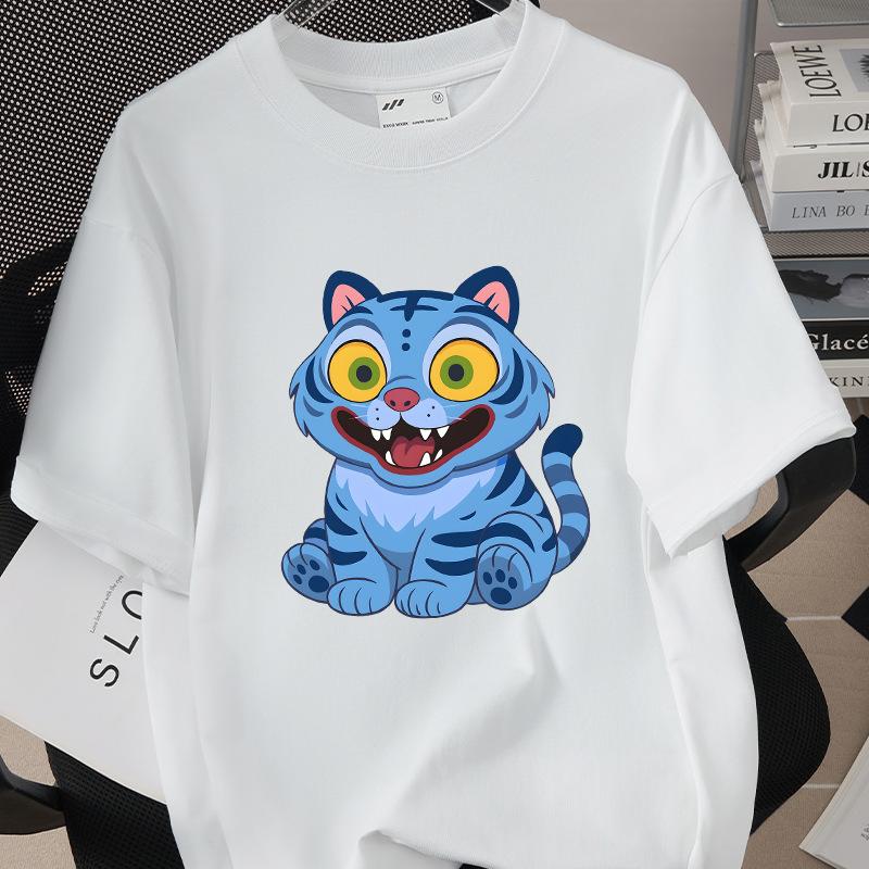 Demon Hunters Cartoon Tiger Printed T-shirt Harajuku Round Neck Casual Short Sleeve Summer Woman Top Casual Clothing Tops