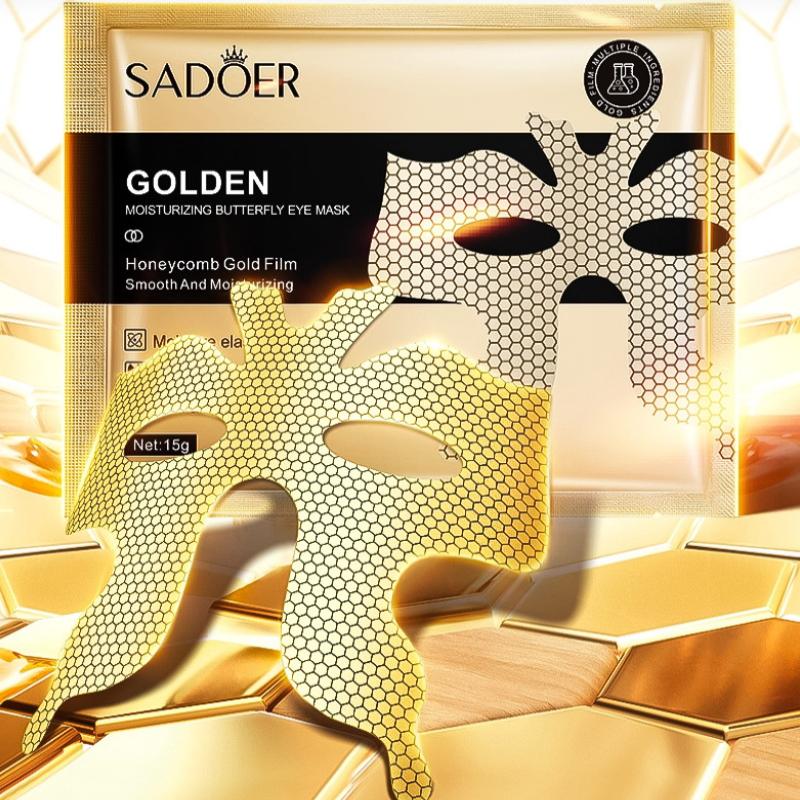 10Pcs Sadoer Peptide Golden Collagen Eye Mask Moisturizing Firming Smooth Anti Dark Circle Eye Patches Eyes Masks Skin Care