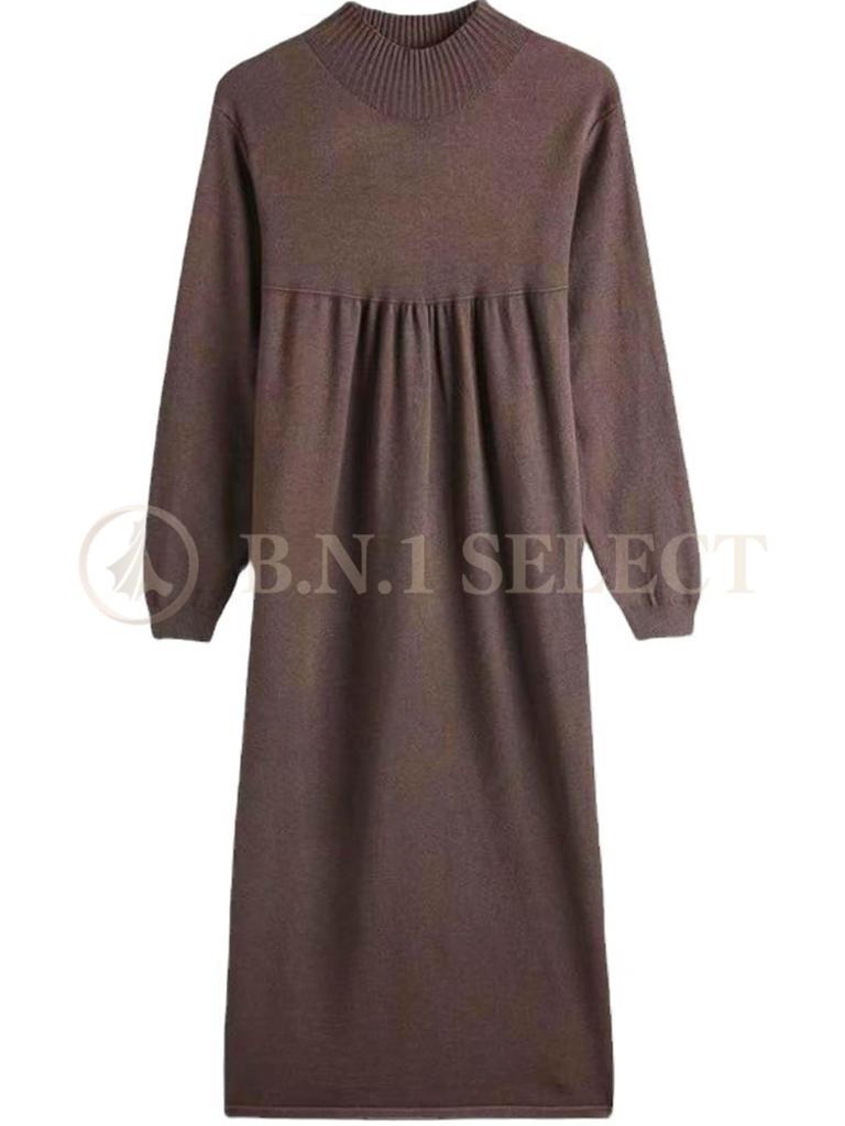 BN1 Select Knit High Below the BN265 BLK M Women's Dress, Beautiful, Fall/Winter/Spring, Neck, Knee, Black,