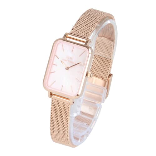 

DANIEL WELLINGTON QUADRO PRESSED MELROSE Wristwatch for Women, Quartz Movement, Mesh Shell, Pink, DW00100510