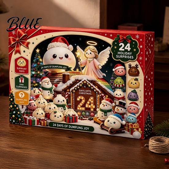 Soft Silicone Figurine Christmas Squeeze Advent Calendar 2026, 24 Days Mini Dumpling Creative Box Figures Countdown Calendar, Stress Relief