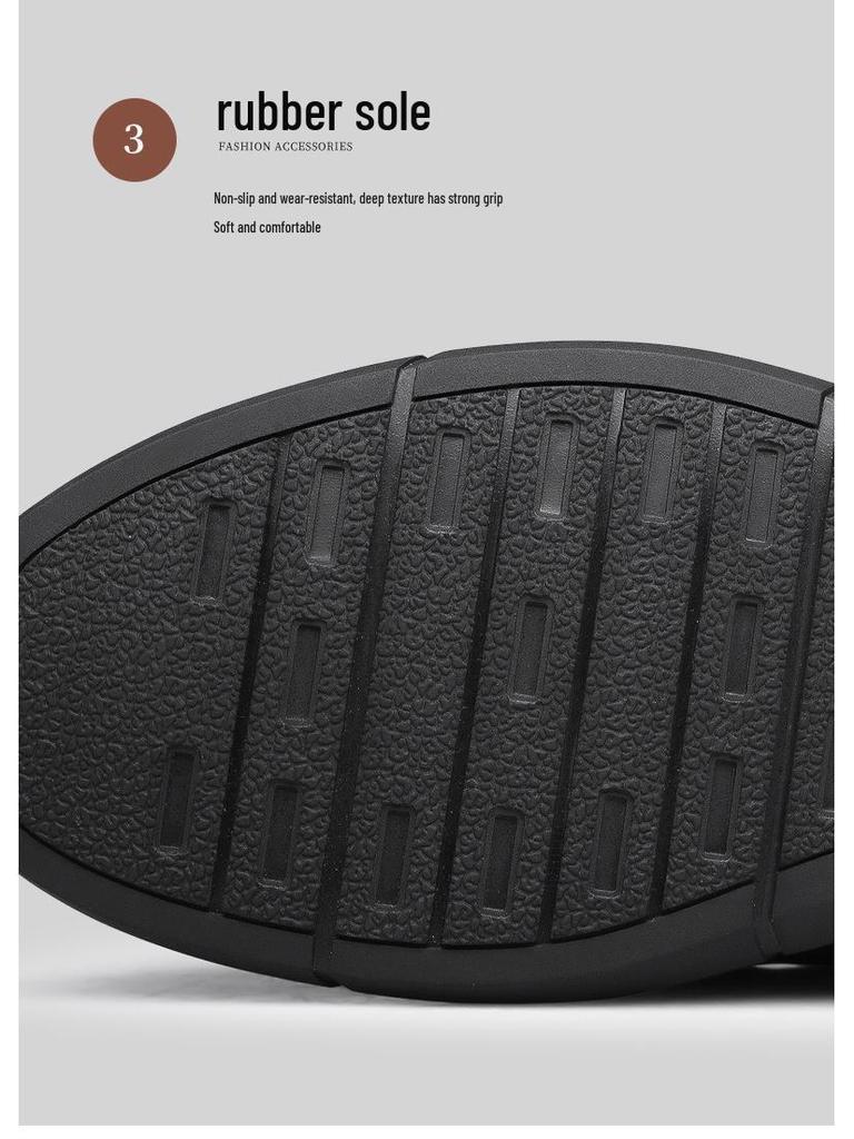 Men's British Style Cowhide Slip-On Leather Shoes: Versatile, Height-Increasing, Trendy for Casual or Wedding Wear.