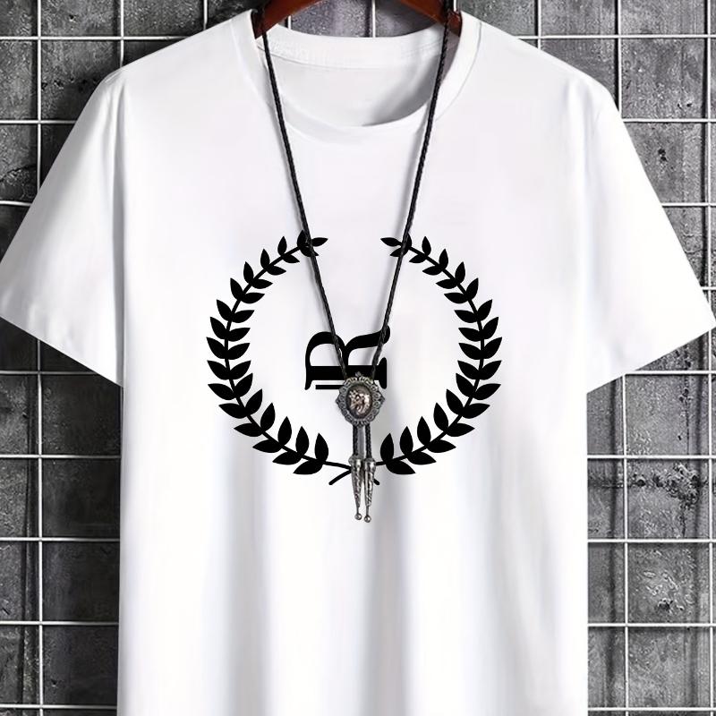 

Laurel Wreath Logo T-Shirt,Soft Breathable & Fade-Resistant, Classic Fit for Daily Casual Wear XXL білий