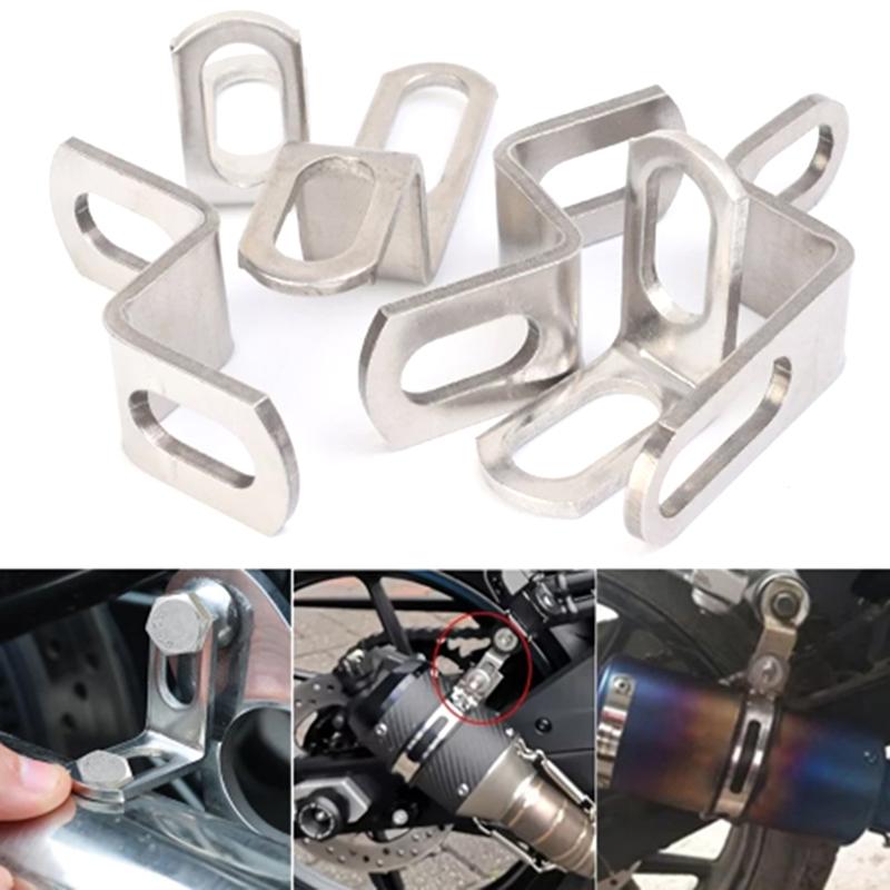 Motorcycle Exhaust Pipe Bracket Z/L-Shaped Stainless Steel Moto Modification Exhausts Pipe Clamps Fixed Bracket Accessory