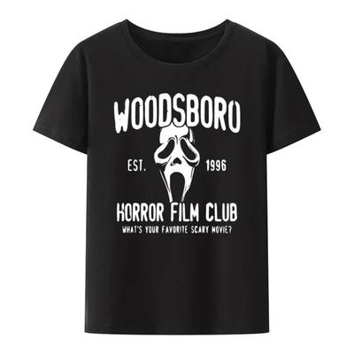 Lato 2025 Halloween 100% bawełniana koszulka, horror Harajuku grafika popularna gotycka koszulka męska