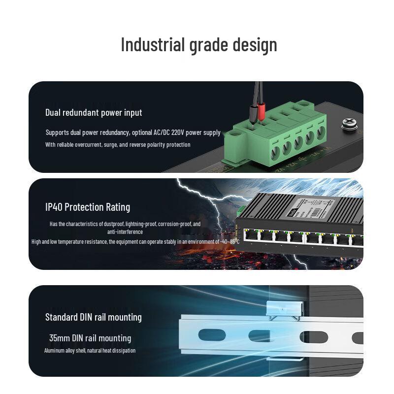 MoweStar ES208 8-Port 100Mbps Industrial Ethernet Switch