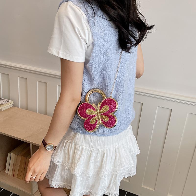 Fashionable Butterfly-shaped Diamond-encrusted Ladies' Trendy Chain Shoulder Bag