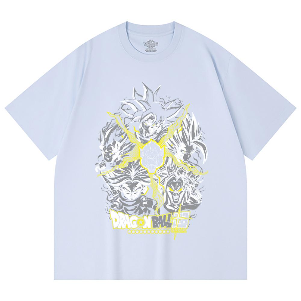 230 Gsm 100% Cotton Dragon Ball V49 Super Saiyan Print Unisex Heavy Cotton T Shirt