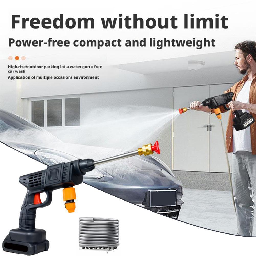 Wireless High-pressure Car Wash Gun Home Small Automatic Lithium Cleaning With Hose, Tool Battery Car Washer Water P3u5