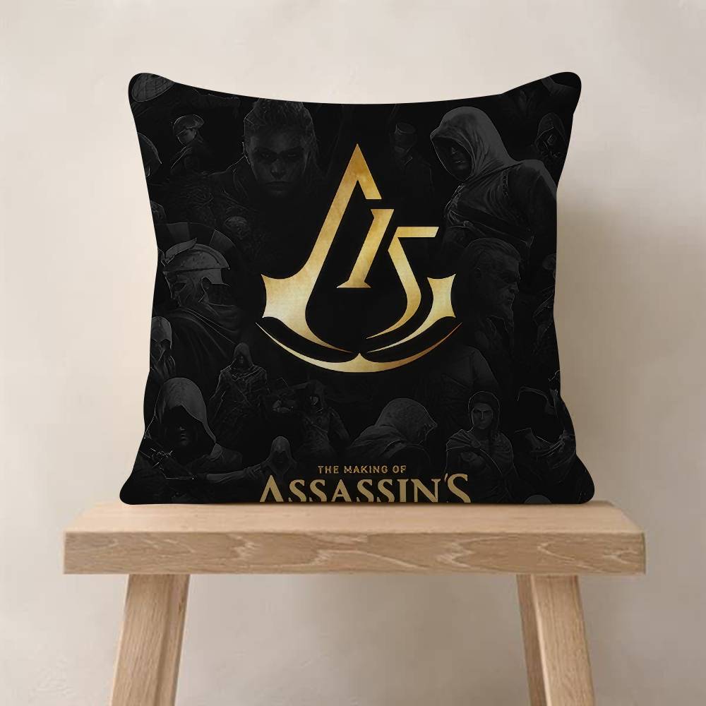 Game A-Assassins C-Creed Logo Decorative Room Aesthetics Pillow Case Home Decor Bedroom Sofa Bed Couch Pillow Cover 45X45