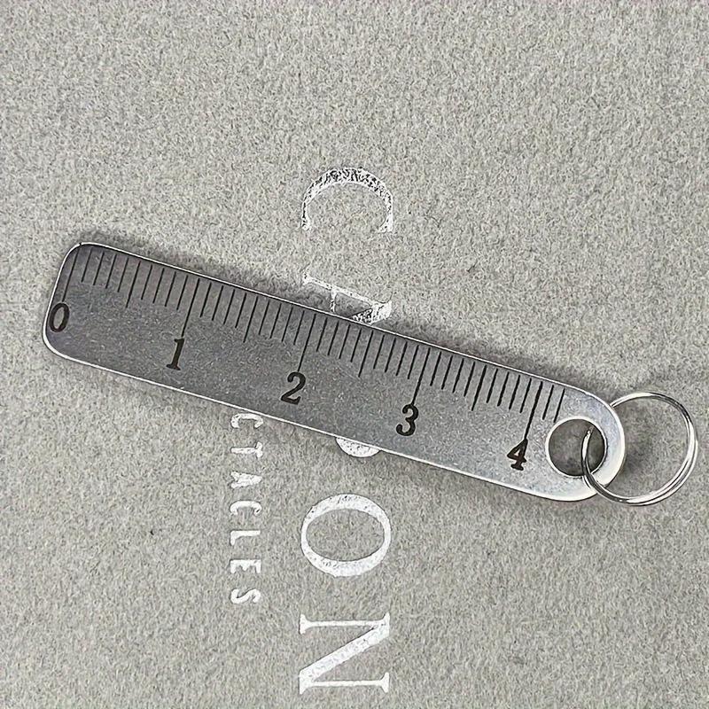 Portable stainless steel mini ruler with keychain - measuring tool for office and school supplies