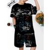 Summer Children's Set - Street Casual Fashion Comfortable Soft Breathable Lightweight 3D Graffiti Pattern Print