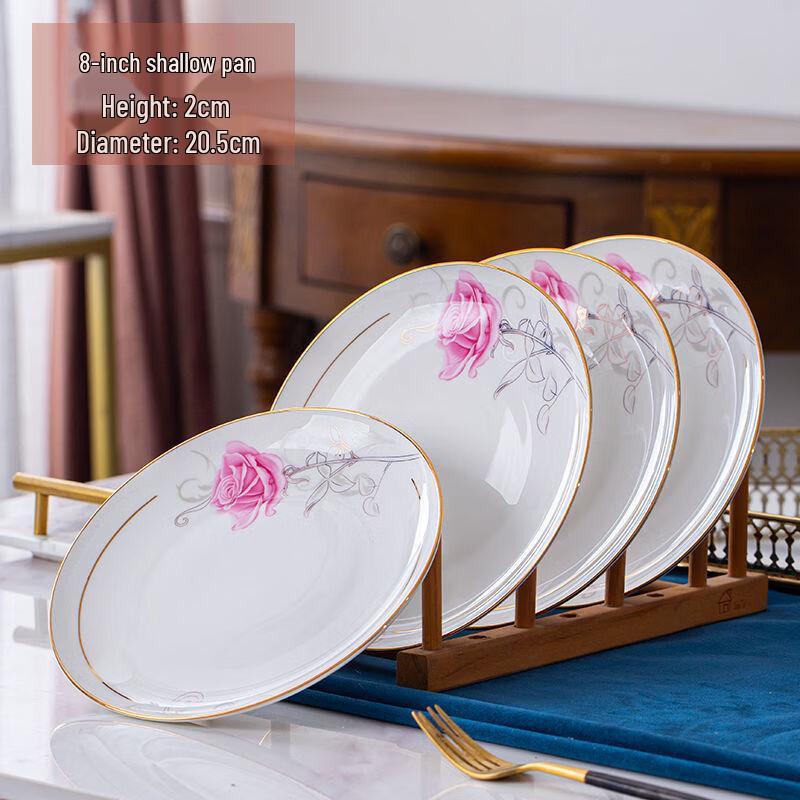 Elegant Gold-Trimmed Bone China Plate Set