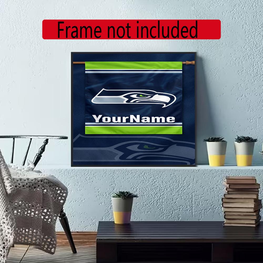 Seattle Seahawks Personalized Text Diamond Painting Round Diamond Mosaic Rhinestones Diamond Embroidery Craft Kit Wall Decor Without Frame