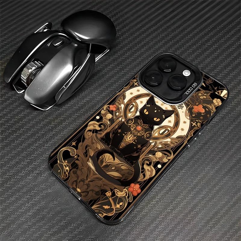 Lucky Cat Mobile Phone Case Is Suitable for Apple 16 Guochao Iphone16promax Gilt 16 Rich 15 Niche Cats