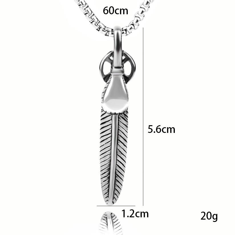 Bijoux en Acier Titane Japonais, Collier Plume Harajuku, Collier Pendentif Personnalisé, Accessoires Chaîne Pull.