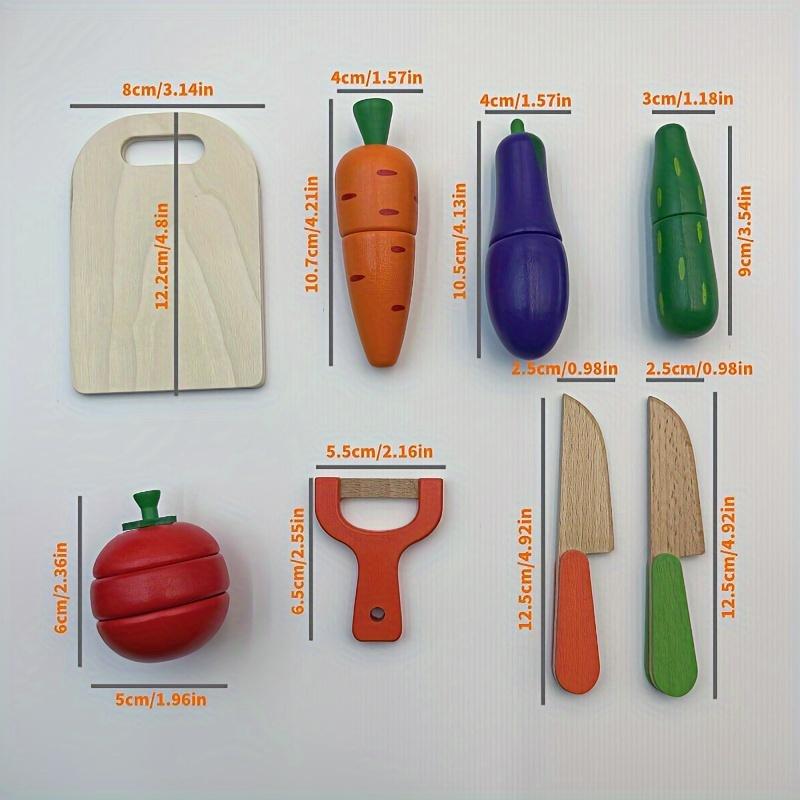 

8Pcs Cutting Fruits Vegetables Set Kids Wooden Montessori Educational Toy Pretend Play Kitchen Food Game Toys Gifts for Toddlers