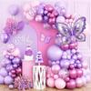 Purple Butterfly Balloon Garland Arch for Birthday Party Decoration Photo Props