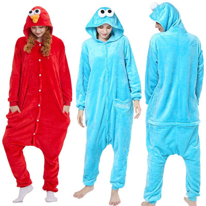 Cozy Adult Sesame Street Elmo Cookie Monster Costume Pajamas For Relaxing Sleepwear
