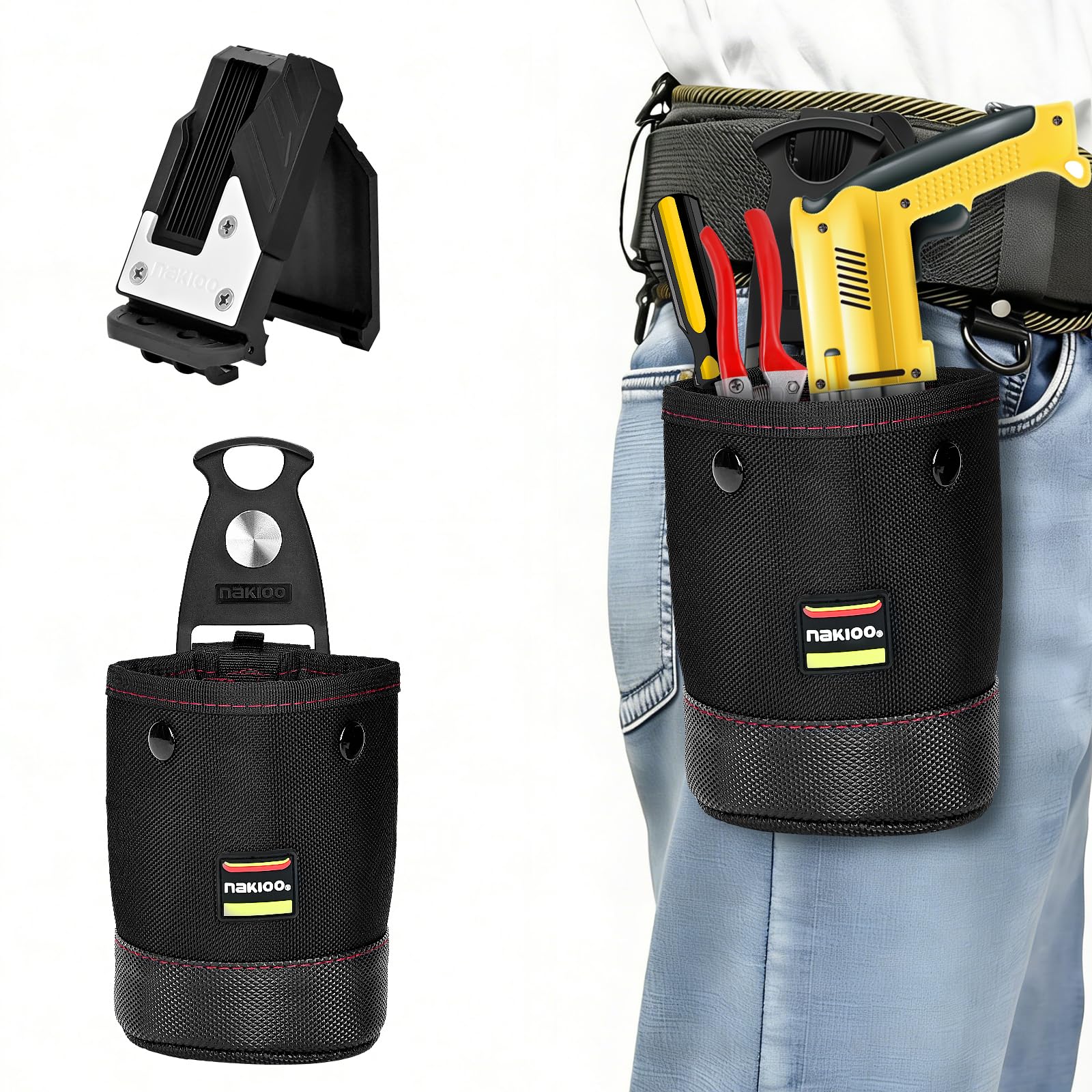 

Tool Belt Bag with Quick-Release Nail Pouch, Rotating Hook to Prevent Dropping, Lightweight and Waterproof, Ideal for Construction Site Work/DIY, Spri