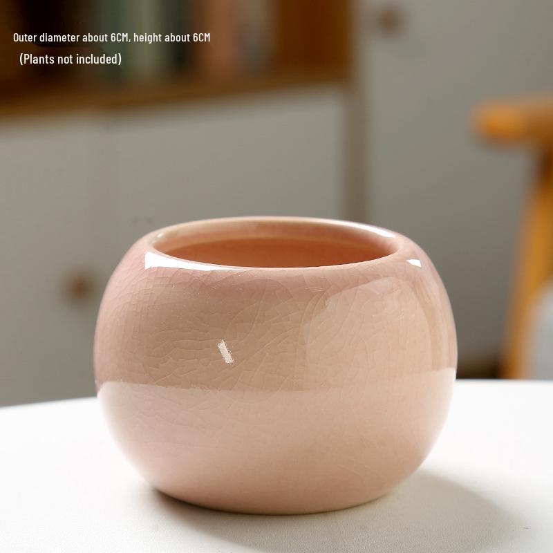 Charming Ice Crack Ceramic Succulent Pot - Small, Cute Desktop Cartoon Decor
