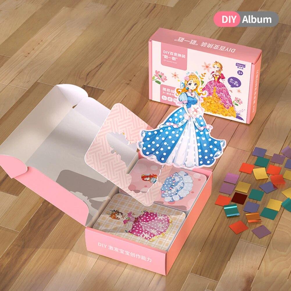 Painting Sticker DIY Craft Toys Kid Art Girls Poking Princess Dress Handmade Magical Children Gifts DIY Poke Toy