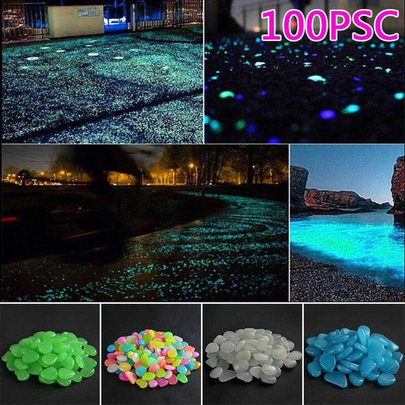 Buy 100pcs Luminous Stone Colore Light Emitting Fish Tank Artificial ...