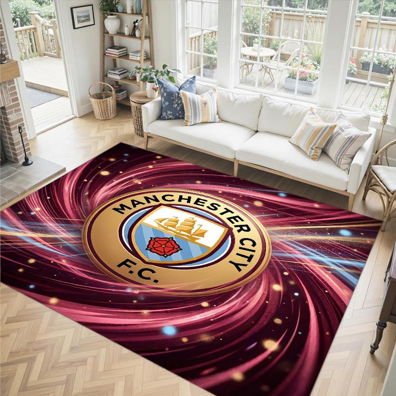 Manchester City Design Crystal Velvet Carpet Cozy Non?Slip Printed Rug For Bedroom Living Room Entrance